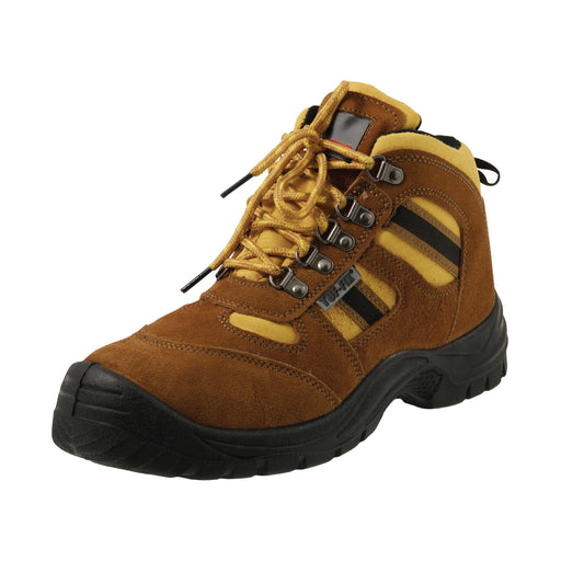XZ73-40 TUF-FIX BROWN COLOURED SAFETY SHOES HIGH ANKLE SUEDE LEATHER UPPER AND POLYURETHANE SOLE