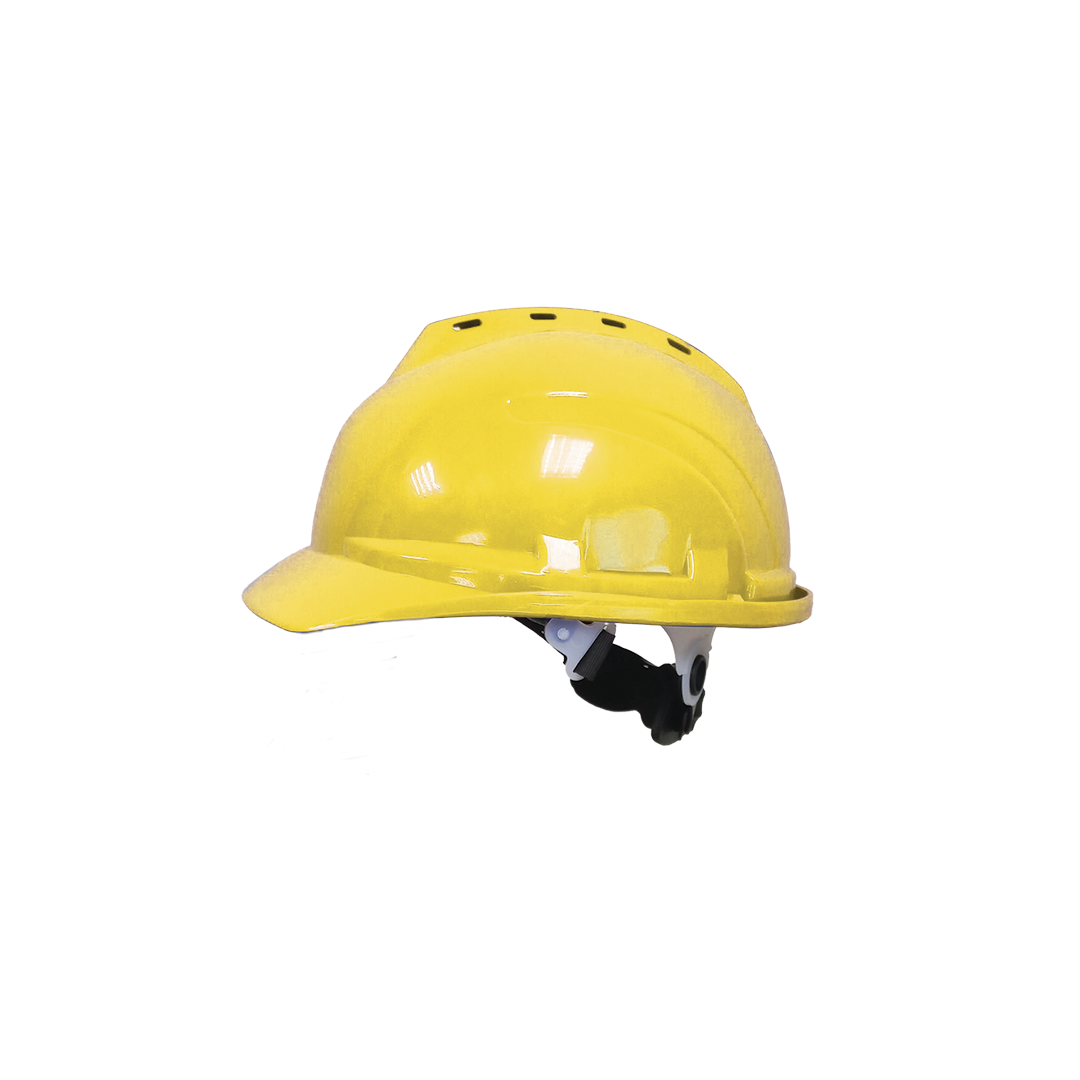 HM010-YLW RACHET TYPE SAFETY HELMET WITH INNER FIBER YELLOW