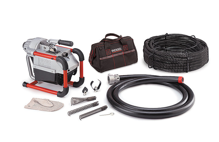 RIDGID Machine with A-1 Operator’s Mitt, A-12 Pin Key, and Rear Guide Hose, plus: A-61 Tool Kit and A-62 Cable Kit