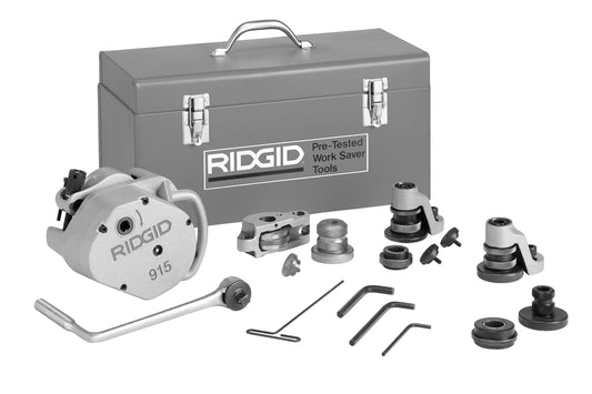 RIDGID 915 Roll Groover with 2" (50.8 mm) - 6" (15.24 cm) Sch. 10 2" (50.8 mm) - 3 1/2" (88.9 mm) Sch. 40 Roll Set